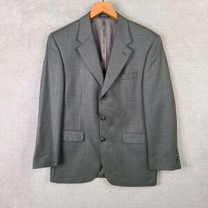 Vintage Ralph Lauren Jacket Men 39R Green Brown Plaid Wool Blazer Woven 3 Button